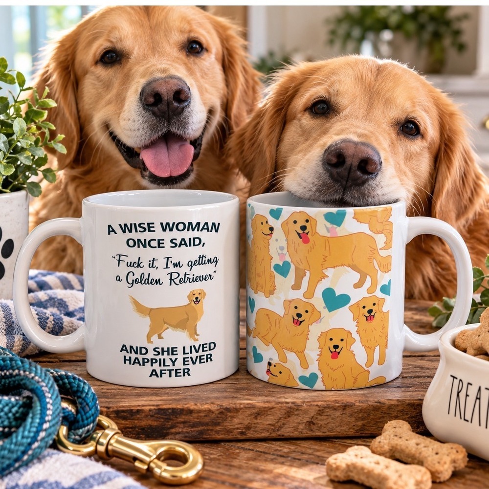 Golden Retriever Coffee Mug Set of 2 Funny Dog Lover Orca Coatings